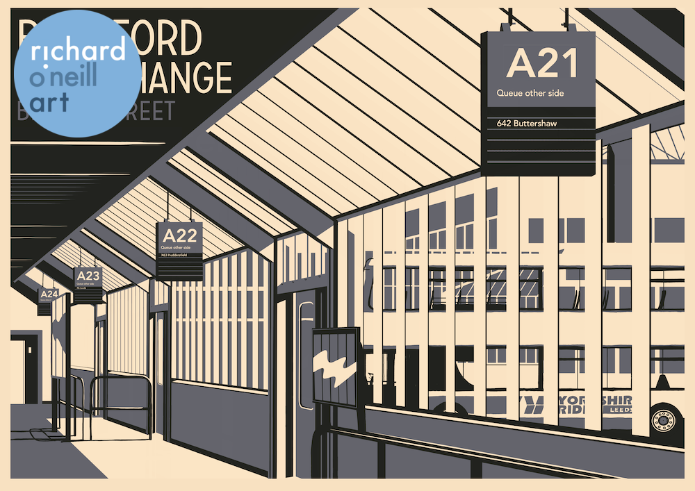Bradford Interchange, Bridge Street Art Print Richard O'Neill Art Shop