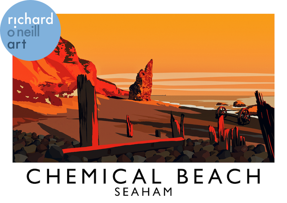 Chemical Beach, Seaham (Dusk) Art Print