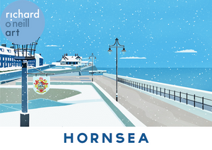 Hornsea Promenade (Snow) Art Print