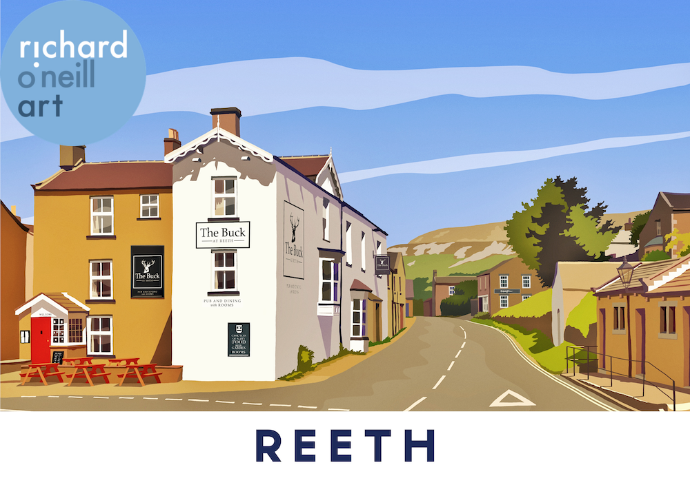 Reeth Reeth (view North) Art Print – Richard O'Neill Art Shop