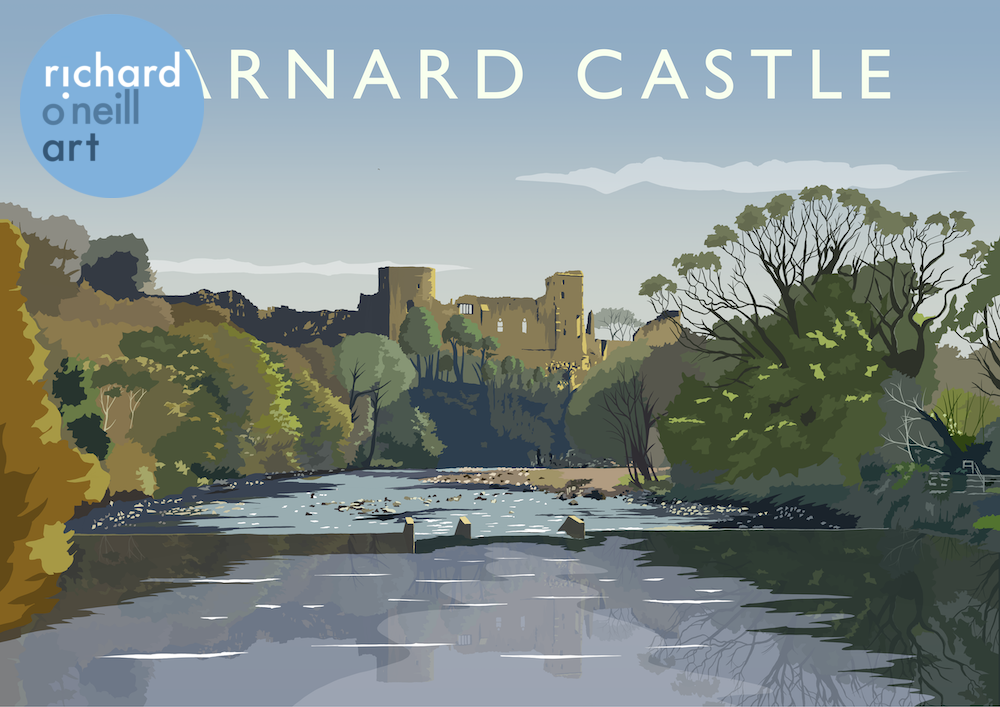 Barnard Castle (from River Tees) Art Print