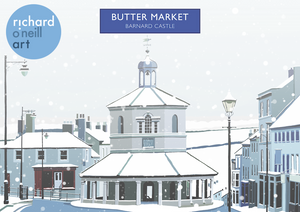 Butter Market, Barnard Castle (Snow) Art Print