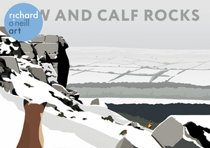 Cow and Calf Rocks Art Print (Snow)