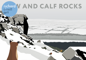 Cow and Calf Rocks (Snow) Art Print