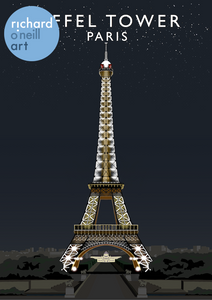 Eiffel Tower Paris Art Print (Night)