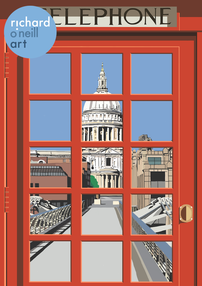 London Telephone Box (St Paul's Cathedral) Art Print