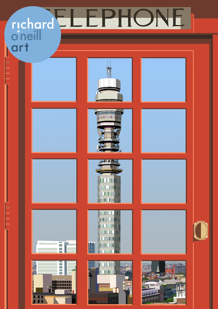 London Telephone Box (Post Office Tower) Art Print