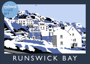 Runswick Bay (Snow) Art Print