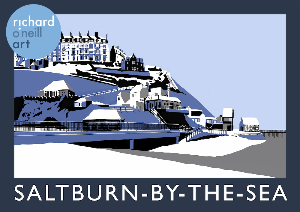 Saltburn-by-the-Sea (Snow) Art Print