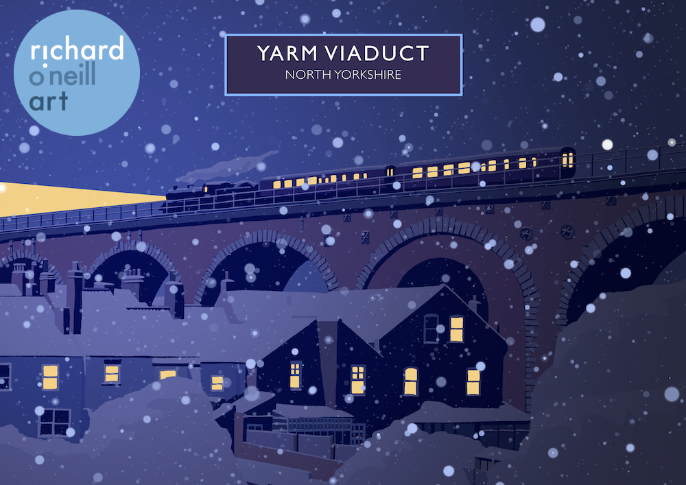 Yarm Viaduct Art Print (Night)