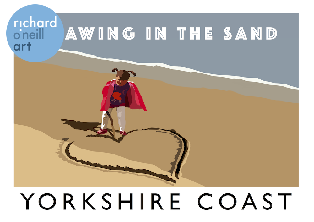 Yorkshire Coast - Drawing in the Sand Art Print