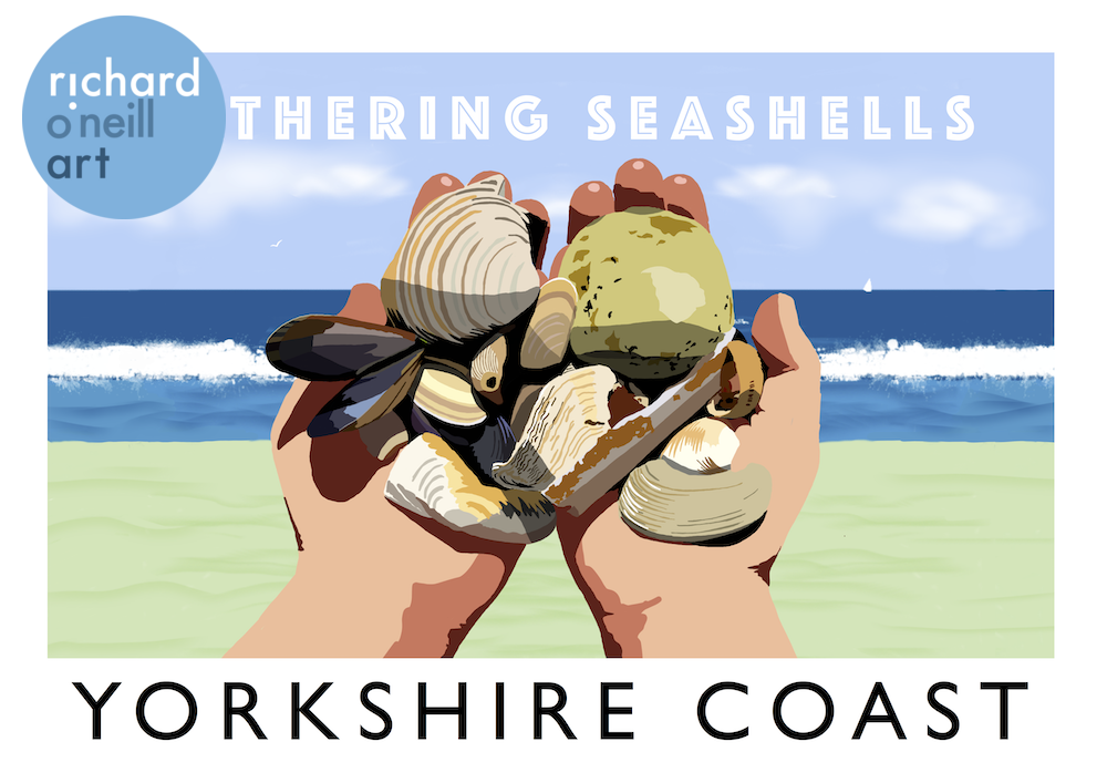 Yorkshire Coast - Gathering Seashells Art Print